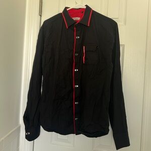 Rare Vintage Prada Shirt – Black w/ Red Contrast Trim – Size IT 42